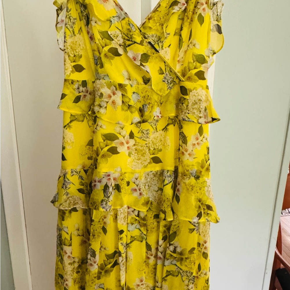 Floral Yellow Silk Dress